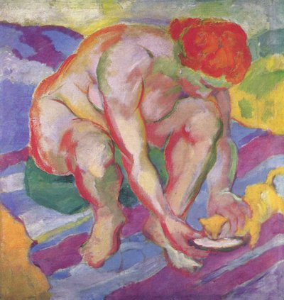 Nude with Cat by Franz Marc